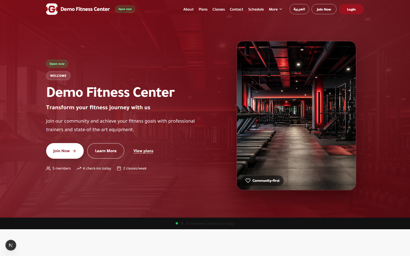 Public gym website